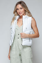 Hooded Vest Snobbish White Zip Up Quilted Sleeveless Outwear White 0e62ee6e-8f45-4813-b961-8adf214724b0-Max Trendsi