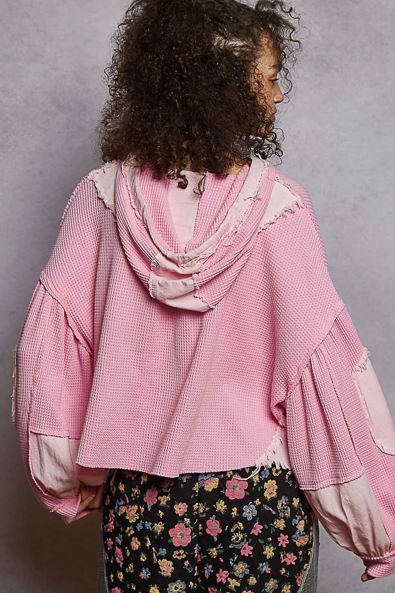 POL Cropped Hooded Jacket Fuchsia Pink Raw Hem Exposed seam Pocketed 0e6575f0-0257-41c1-8d7f-7c47ceda78c3-Max-Origin Trendsi