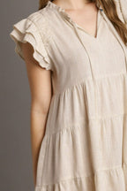 Umgee Mini Dress Linen A-line Tiered Ruffle Short Sleeve 0e7d7b24-d9d7-4514-96d4-3bc79ee0ab01-Max Trendsi