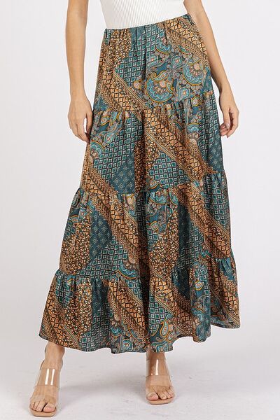 Mittoshop Maxi Satin Skirt Paisley Print Teal Green Patchwork Ruffled Teal Green 0e86ff86-2132-4ccb-9fcb-f08496bc50c1-Min Trendsi