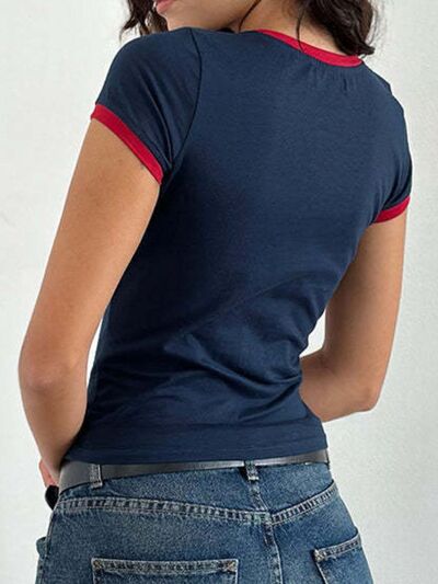 Women's T-Shirts Classic Round Neck Short Sleeve Printed Top Tees 0e891b1e-64d5-4026-9f0b-b808e00658ab-Min Trendsi