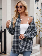 Pocketed Plaid Shirt Collared Neck Long Sleeve Button up 0eacce69-f53f-4930-9f7e-a0f0daeebdb2-Max Trendsi