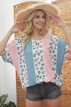 BiBi T-shirt Leopard Stripe Pink Blue Printed French Terry Oversized Top 0ec37f9b9558418ab1088276a2c23322-Max-Origin Trendsi