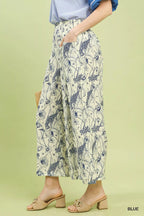 Umgee Floral Print Pants Blue Two Tone Women Trousers 0ed21872-fd66-4ae7-965b-9b32c87ce007-Max-Origin Trendsi