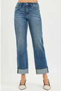 RISEN Womens Straight Jeans 4 Way Stretch Slouchy with Cuffed Hem Plus Sizes DARK 0ee69ea0a21c4494b78cda25ebd7c61b-Max-Origin Trendsi