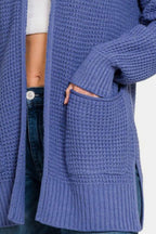 Zenana US Cardigan Waffle Open Front Sweater Long Sleeve Pocketed 0ef0bdd5-5f36-4861-a399-c284bef1ff90-Max Trendsi