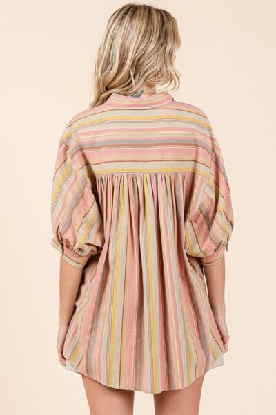 Mittoshop Striped Shirt Multicolor Bubble Half Sleeve Button Down Top 0ef23129-253b-4c3f-bd2c-a0f05f50a8e3-Min Trendsi