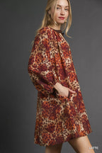 Umgee Tunic Short Dress Animal Floral Print Boho with Contrast Trim 0f1af25d-0d51-4c59-8fc2-139b495f259e-Max-Origin Trendsi