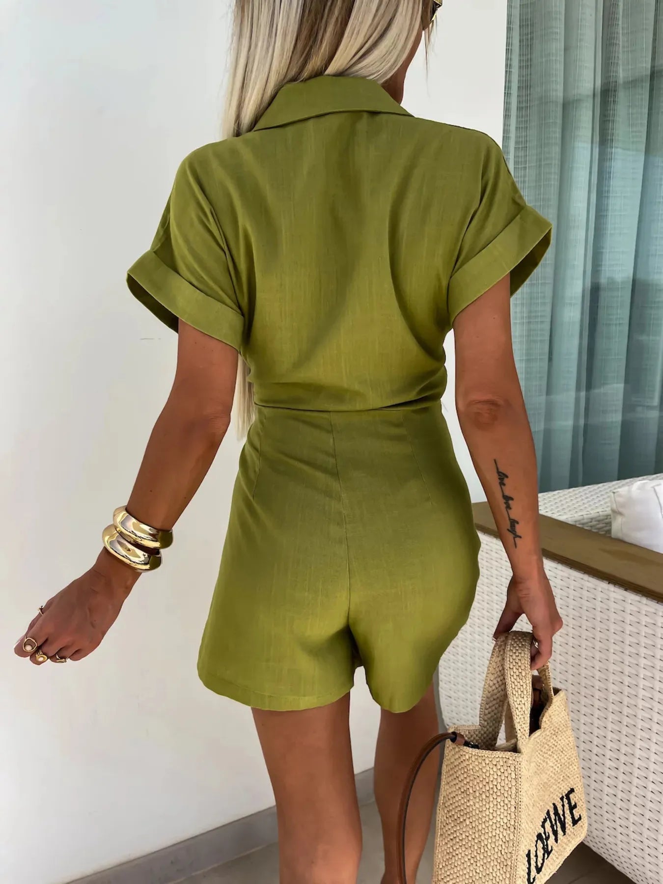 Women's Romper Surplice Bow Tie Waist Short Sleeve Collared Jumpsuit 0f2b8ce949af4bbaa765659702c9596d-Max-Origin Trendsi