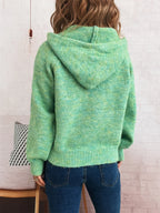 Women's Sweater Quarter Zip Hooded Ribbed Hem Long Sleeve Knitwear 0f3b98fd56ab4865ab82d23906e3b25a-Max-Origin Trendsi