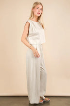 VERY J Outfit Set Solid Woven Top & High Waisted Pants Pocketed 2 Pcs 0f4803d7215148c28cc510aad6052ec7-Max-Origin Trendsi