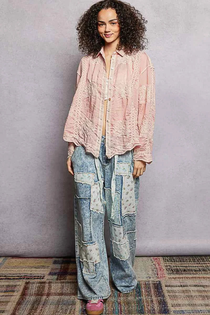 POL Women Shirt Pink Embroidery Floral Long Sleeve Top 0f584de7-d194-4d2b-ba66-5763d48d7f0f-Max-Origin Trendsi