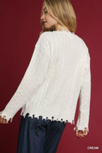 Umgee Women's Sweater Cream American Flag Distressed Hem Pullover 0f6833d5-051e-4c2b-9bf0-85c696be7922-Max-Origin Trendsi