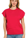 Zenana Viscose Short Sleeve Sweater with Round Neck