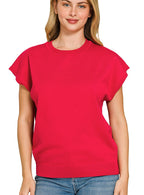 Zenana Viscose Short Sleeve Sweater with Round Neck