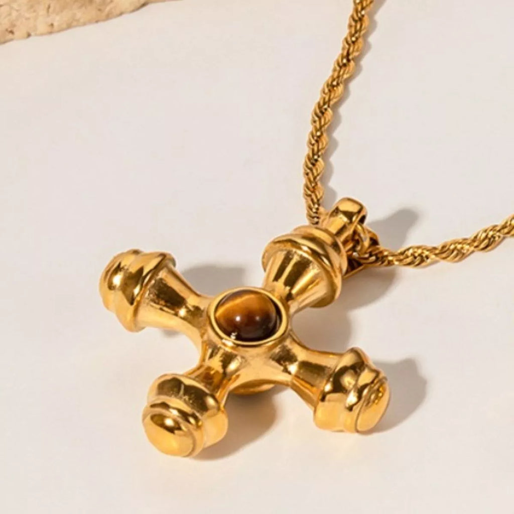 18K Gold-Plated Cross Pendant Women's Necklace Tiger's Eye Jewelry 0f708f81-95fe-4579-9cbd-2889828a0862-Max-Origin Trendsi