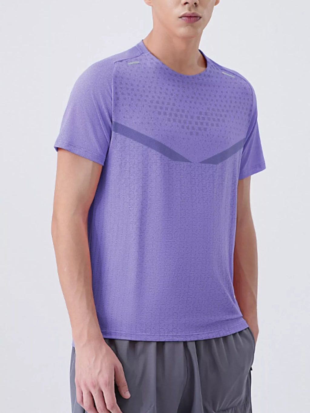 Men's T-Shirt Active Wear Top Breathable Quick-Dry Short Sleeve Plus Sizes Purple 0f79597c-72f6-46d2-88d7-22d5ef8d4333-Max-Origin Trendsi