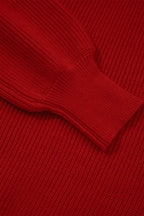 Womens Sweater Bow Knot Back Burgundy Red Lantern Sleeve V Neck Pullover 0f7fc986-4e2e-4aaa-9d24-5da306cb9852-Max-Origin Trendsi
