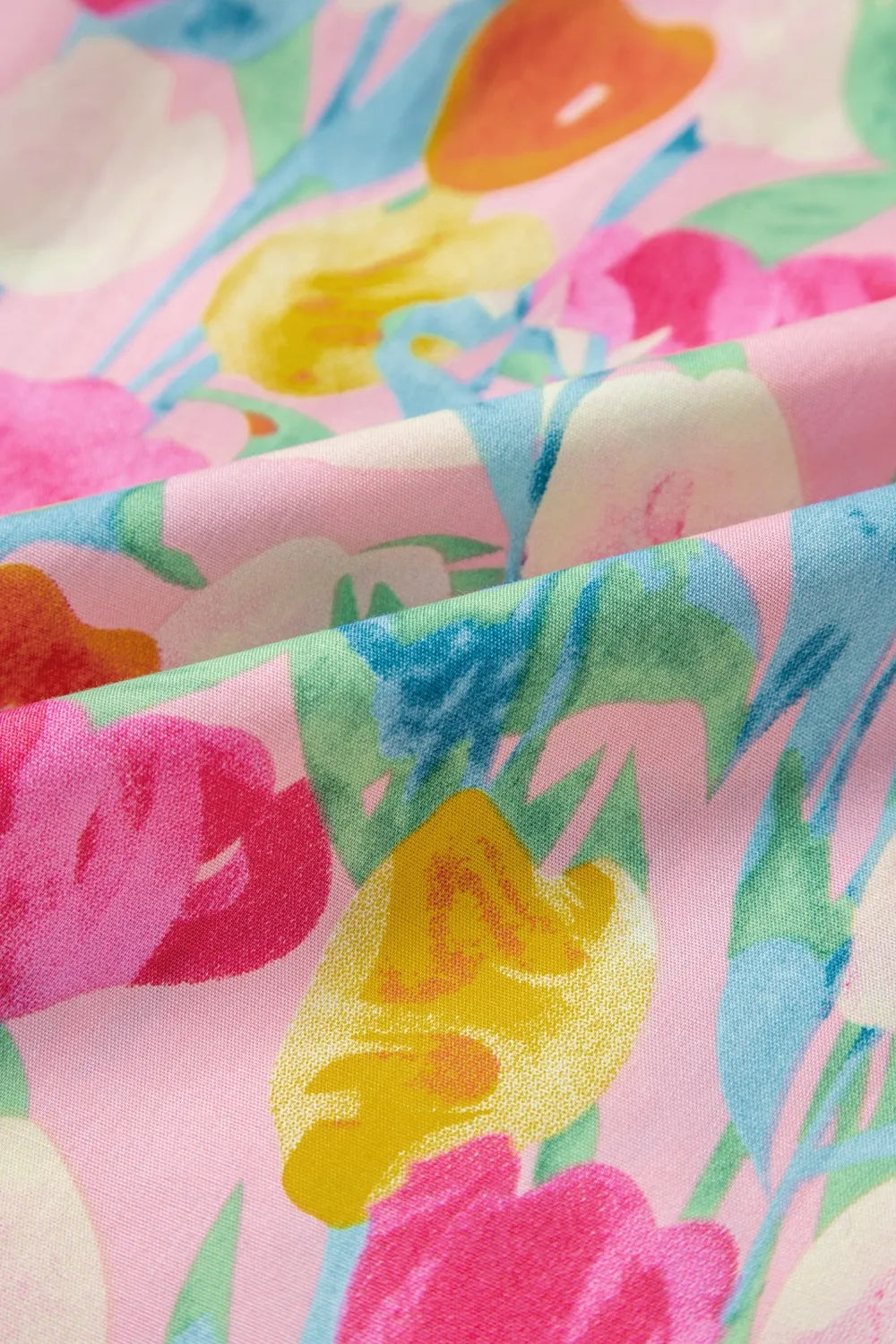 Women's Cotton Blouse Floral Hot Pink Ruffle Layered Short Sleeve Top 0f832ac8-76af-4d8b-a5c5-36cca96d6053-Max-Origin Trendsi