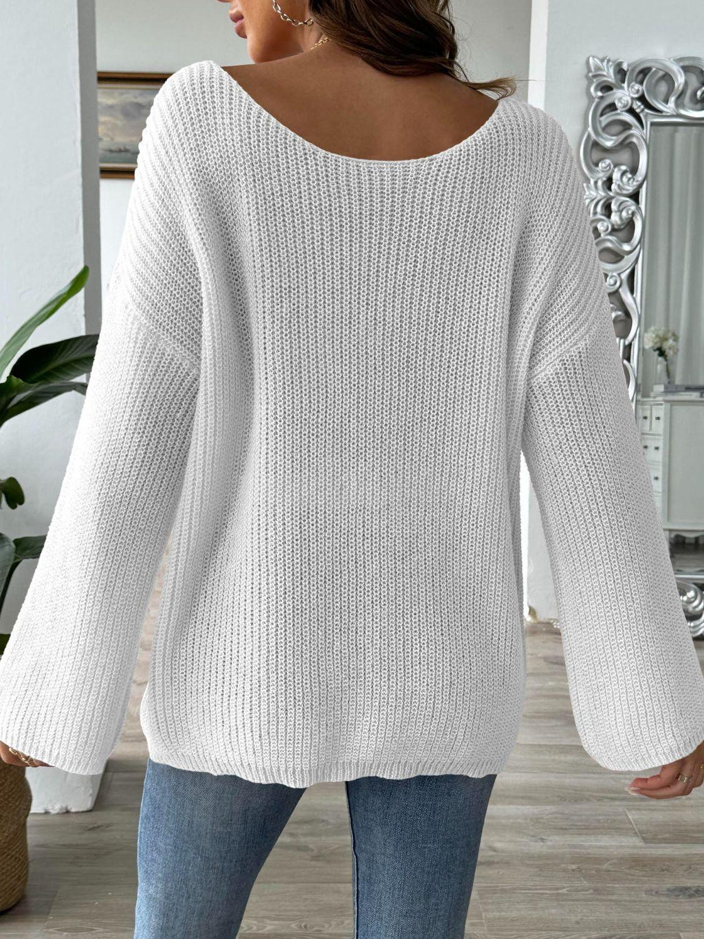 Sweater Oversized Round Neck Long Sleeve Knitwear 0fb56fcc-aa70-4c32-8641-1e0ab9efdc16-Max Trendsi