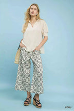 Umgee Seersucker Puff Sleeve Blouse