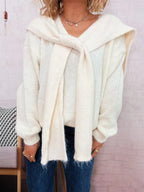 Women's Sweater with Shawl Knit Ribbed Ribbed Hem V-Neck Long Sleeve 0ff2582db9114d9d8007259626360395-Max-Origin Trendsi