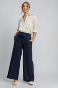 Umgee Midnight Wide Leg Women Pants Drawstring Waist with Pockets Midnight 0ff536be-188d-4126-8fec-97491d326b8a-Max Trendsi