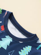 Children's Pajama Set Blue Christmas Tree Long Sleeve Top and Pants 2 Pcs 100cde7f438e49afbb3def24d4cbb1c0-Max-Origin Trendsi