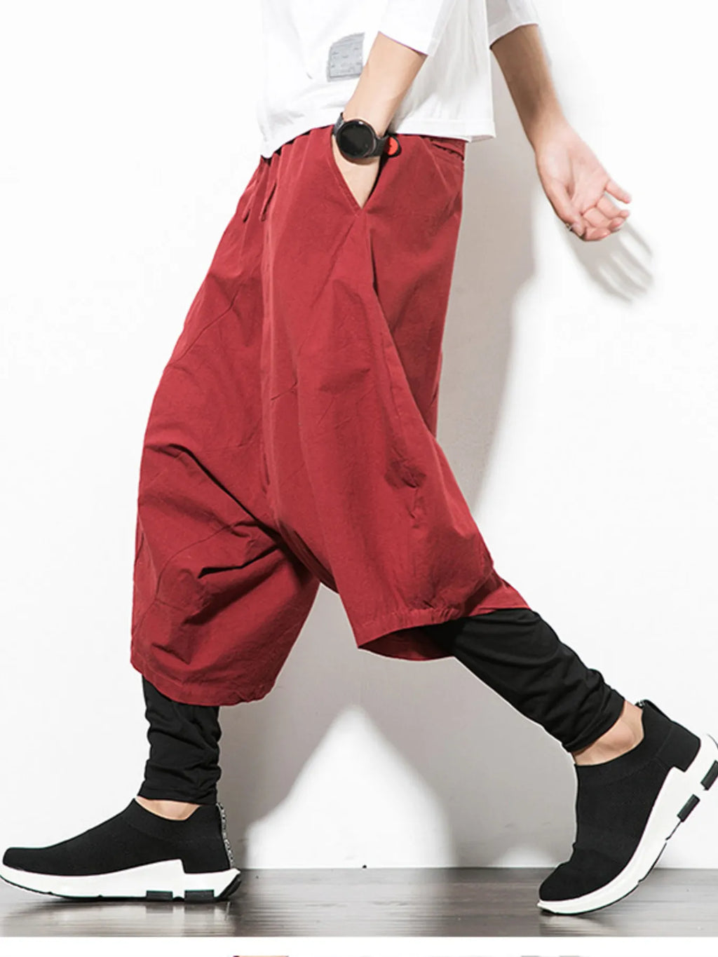 Men's Wide Leg Pants Drop Crotch with Drawstring Wasit Casual Oversized 102dc464ade34b0a9f562b8a67e06132-Max-Origin Trendsi