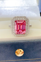 Silver Ring 2 Carat Moissanite Hot Pink Square Stone Sterling Platinum-plated 1031626f-1eff-49e6-872b-521b8d06bc8c-Max Trendsi
