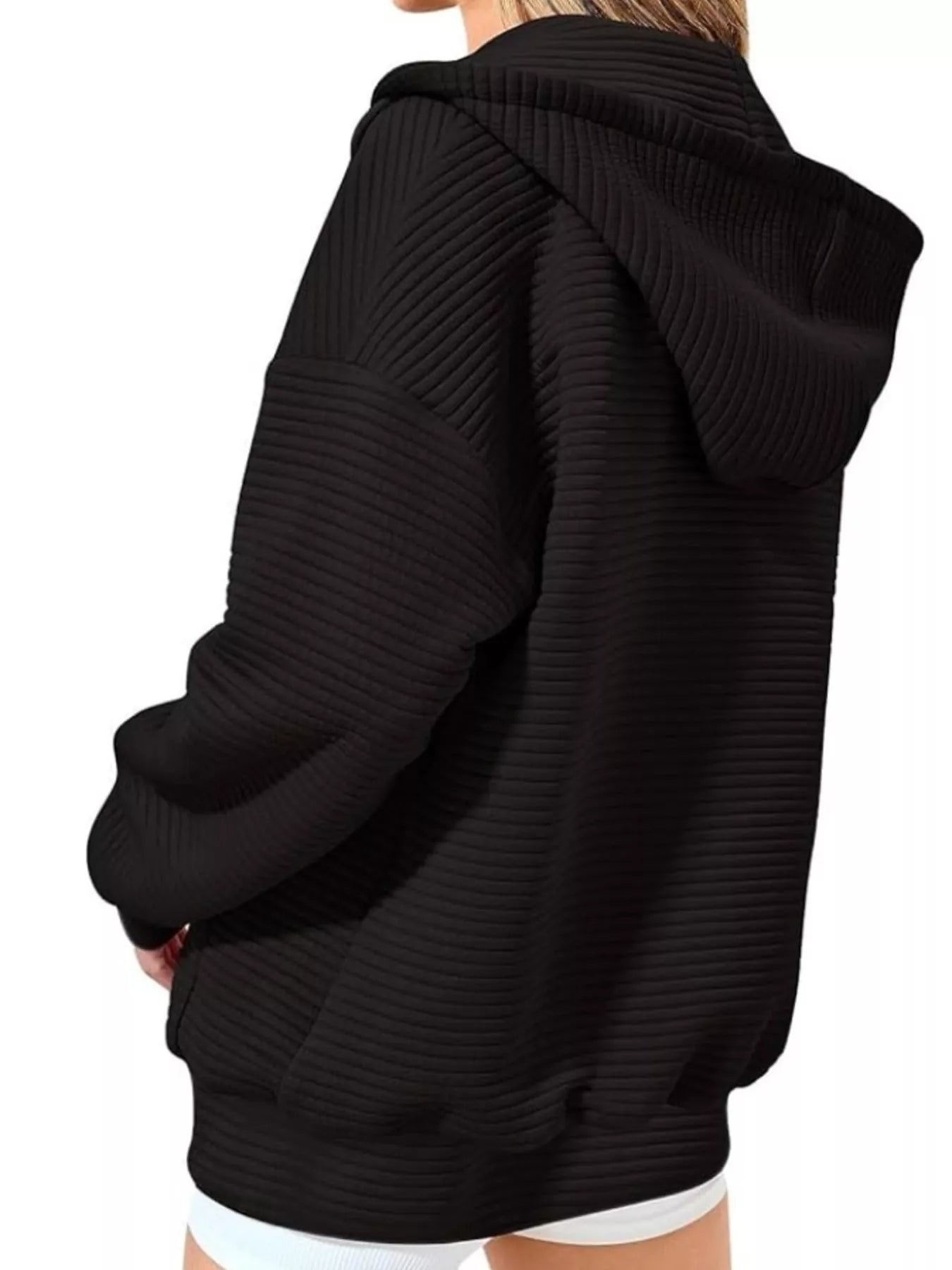 Women's Hoodie Zip Up Drawstring Hood Dropped Shoulder Long Sleeve 103a25092faa4a7da039986c670c8076-Max-Origin Trendsi