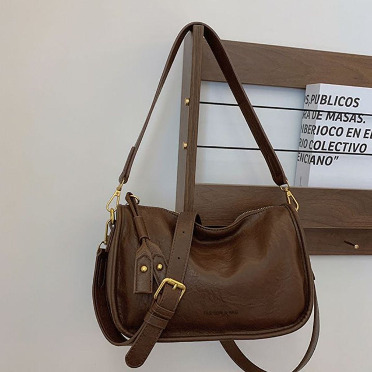 Adjustable Strap Crossbody Bag in PU Leather, Small Size, Imported