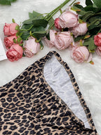 Damen Maxi-Kleid mit Leo-Print, langen Ärmeln und Schlitz, Wickeloptik, Übergröße