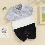Newborn 0-18 Baby Jumpsuit Casual Color Blocking Shirt Cotton Comfortable For Boys