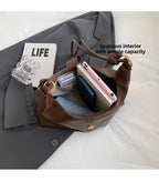 Casual Women's Shoulder Bag Buckle Closure Zipper Medium Solid Handbags
