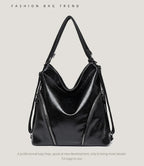 Women's Casual Tote Handbags Pu Leather Zipper Outer Pockets Backpack Crossbody