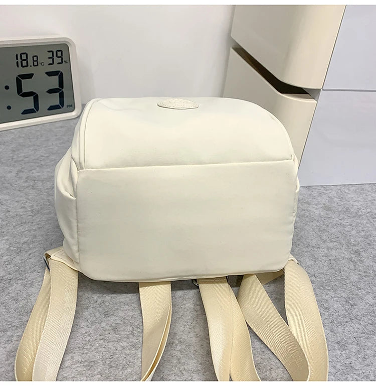 Casual Mini Nylon Backpack Bag Women's Simple Solid Casual Lightweight Schoolbags