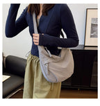 Lightweight Nylon Crossbody Bag Beige Casual Sports Hobos Dumpling Bag Women's