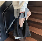 Women's Suede Shoulder Bag Floral Cutout Large Casual Handbags 2 in 1 Purses
