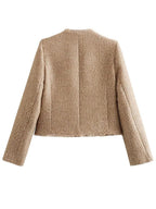 Women's Jacket Pocketed Row Hem Golden Button Long Sleeve Single Breasted 10a630c9-6258-4991-8188-0d9ec7806e8e-Max Trendsi