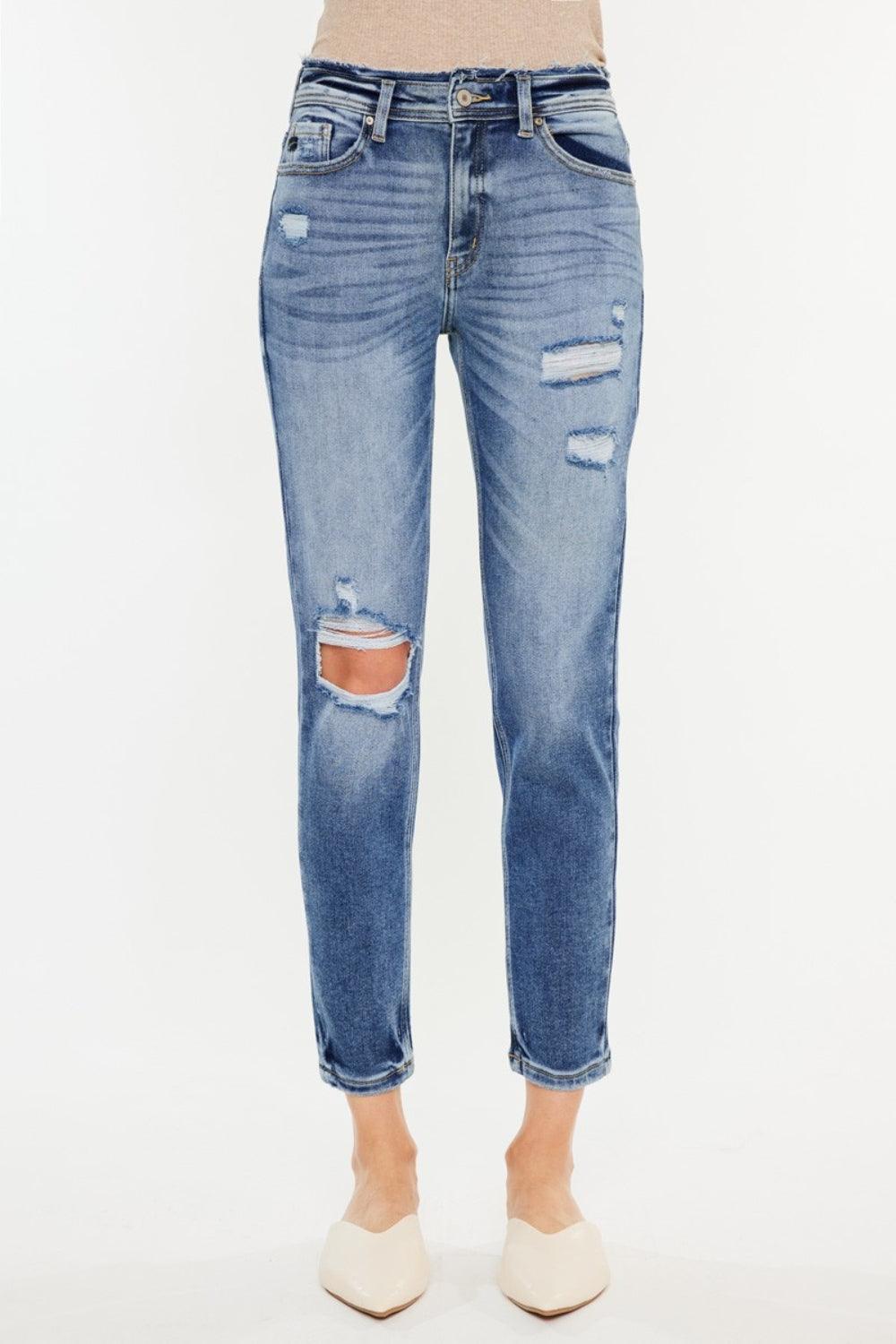 Denim Pants High Rise Distressed Mom Jeans 10c2a94d-9f45-45b4-9987-625a60a80b7b-Max Trendsi
