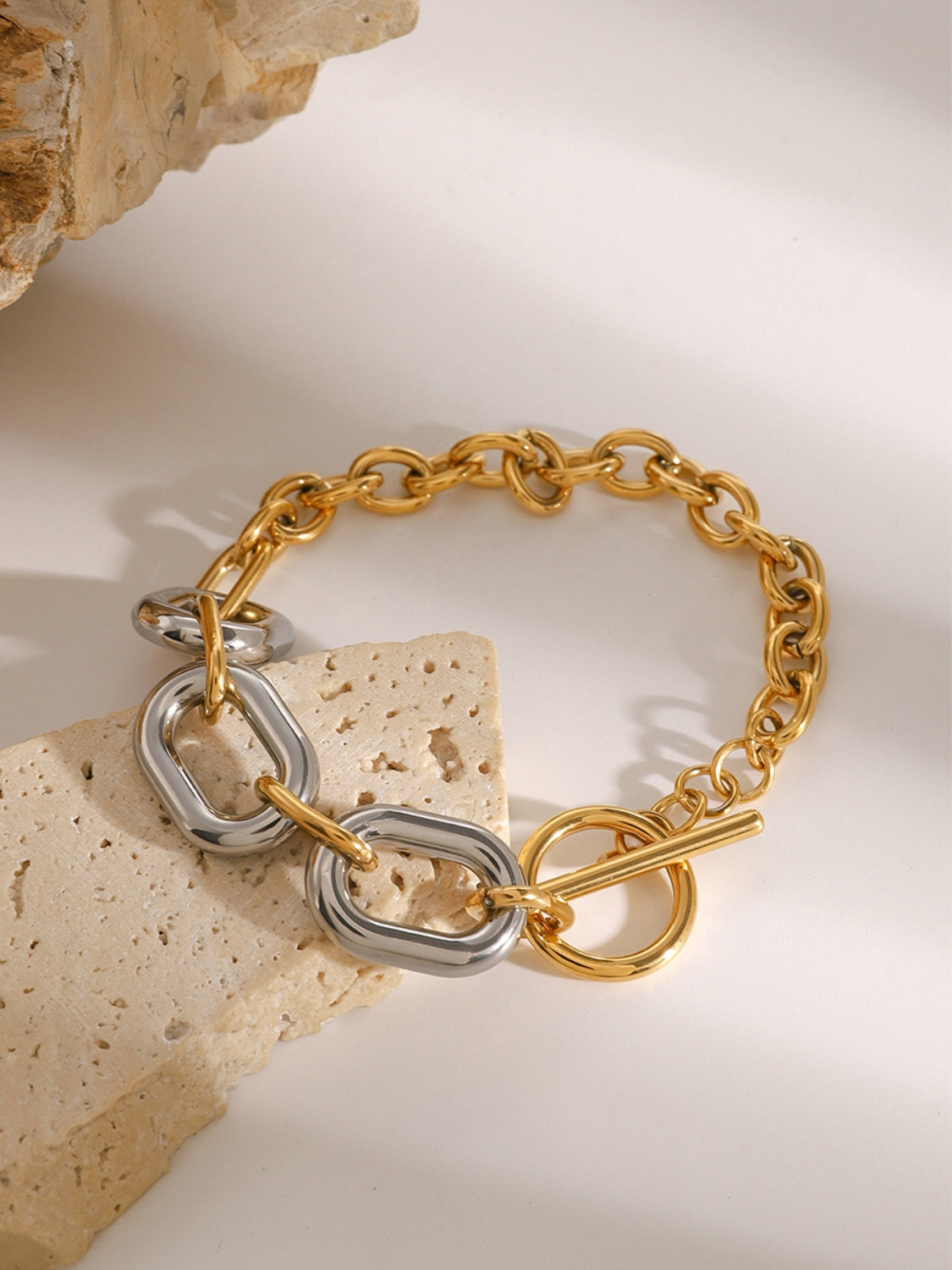 Women Chain Bracelet 18K Gold-Plated Gold Silver Stainless Steel Jewelry