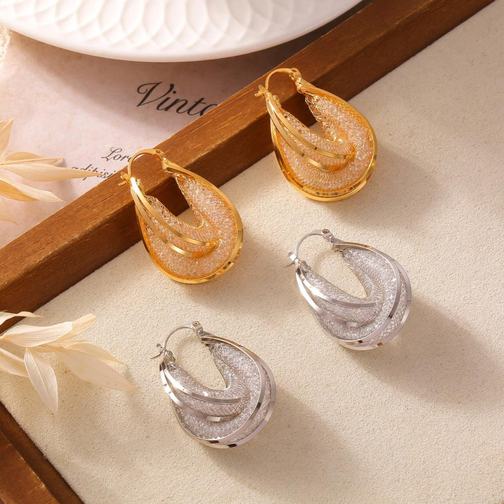 Earrings 18K gold-plated Copper Glass Stone U Shape Jewelry 11441759-2633-4434-979c-1ae663e54e2e-Max Trendsi