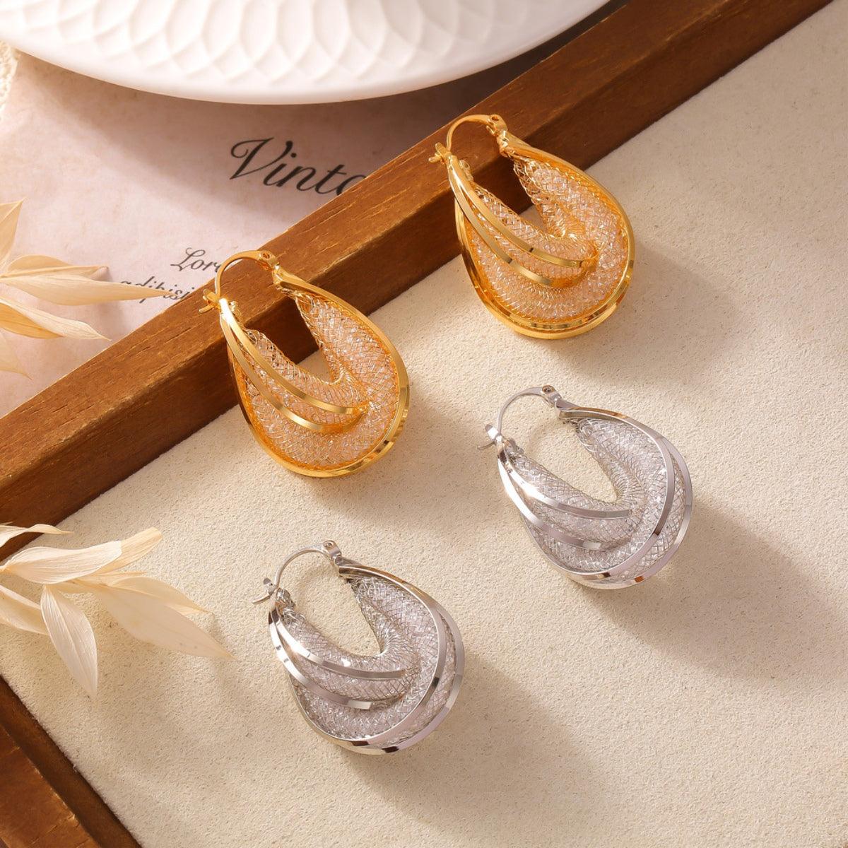 Earrings 18K gold-plated Copper Glass Stone U Shape Jewelry 11441759-2633-4434-979c-1ae663e54e2e-Max Trendsi