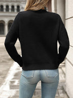 Cable-Knit Sweater Round Neck Long Sleeve Pullover 1147840a-55e2-4f79-9527-05e46cbdb535-Max Trendsi
