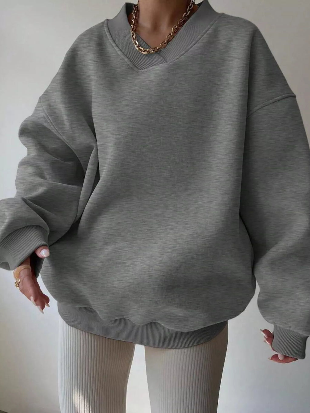 Women's Sweatshirt Dropped Shoulder Long Sleeve Oversized Pullover Gray 114cfdaf12da4b229246096d48f72e77-Max-Origin Trendsi