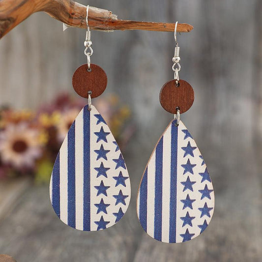 Earrings USA Pattern Printed PU Leather Dangle Earrings