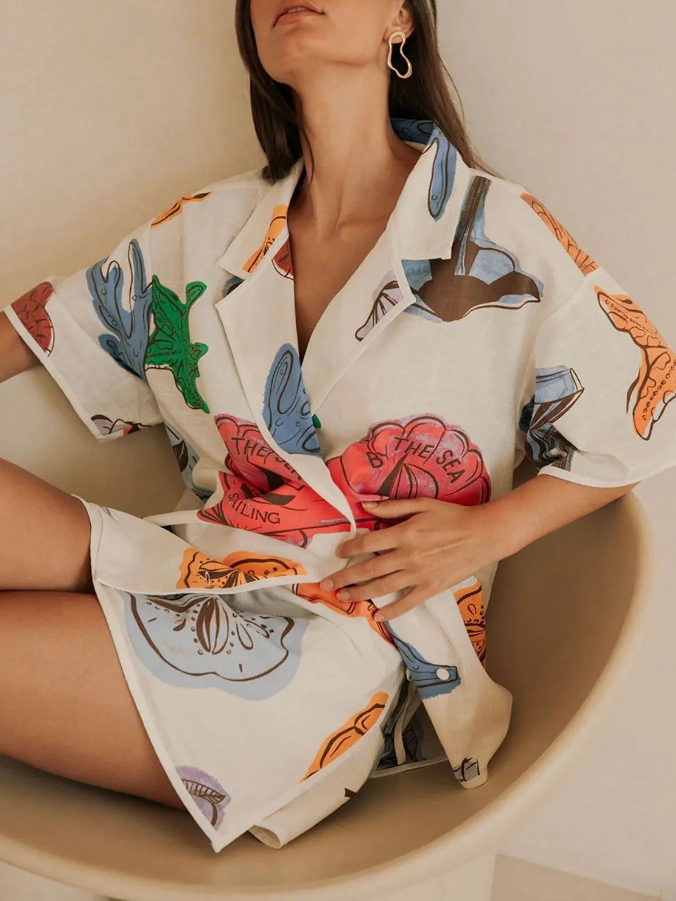 Women's Outfit Set Shirt Multicolor Floral Button Up Short Sleeve and Tied Shorts Multicolor 1157196f-4a60-4c89-a1c5-ea13e9b9894a-Max-Origin Trendsi