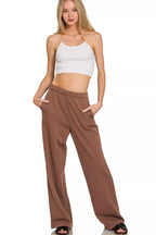 Zenana Fleece Sweatpant Womens Brown Joggers with Pockets 11735c869bfb4c7d81ef5c7e4d6dcfad-Max-Origin Trendsi