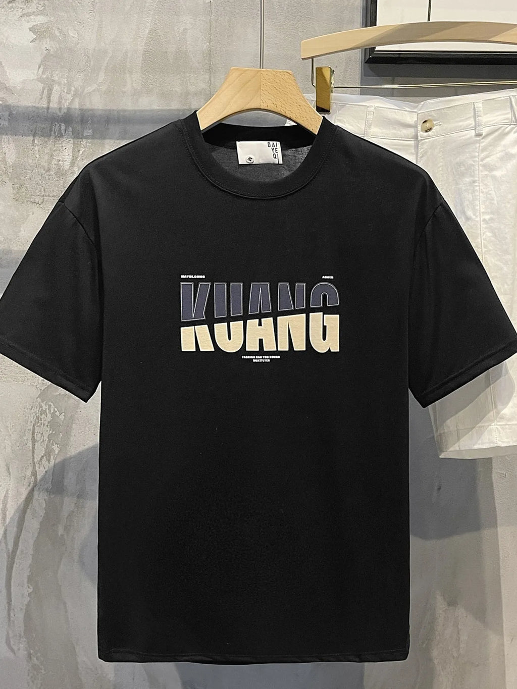 Men's Cotton T-Shirt Letter Round Neck Short Sleeve Plus Size Top S-4XL Black 118151c1e32b49909dde08cba26b02ee-Max-Origin Trendsi